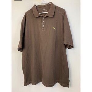 Tommy Bahama XXL Brown Picque Polo Shirt 7851 Loose Relaxed Fit GUC Island Golf